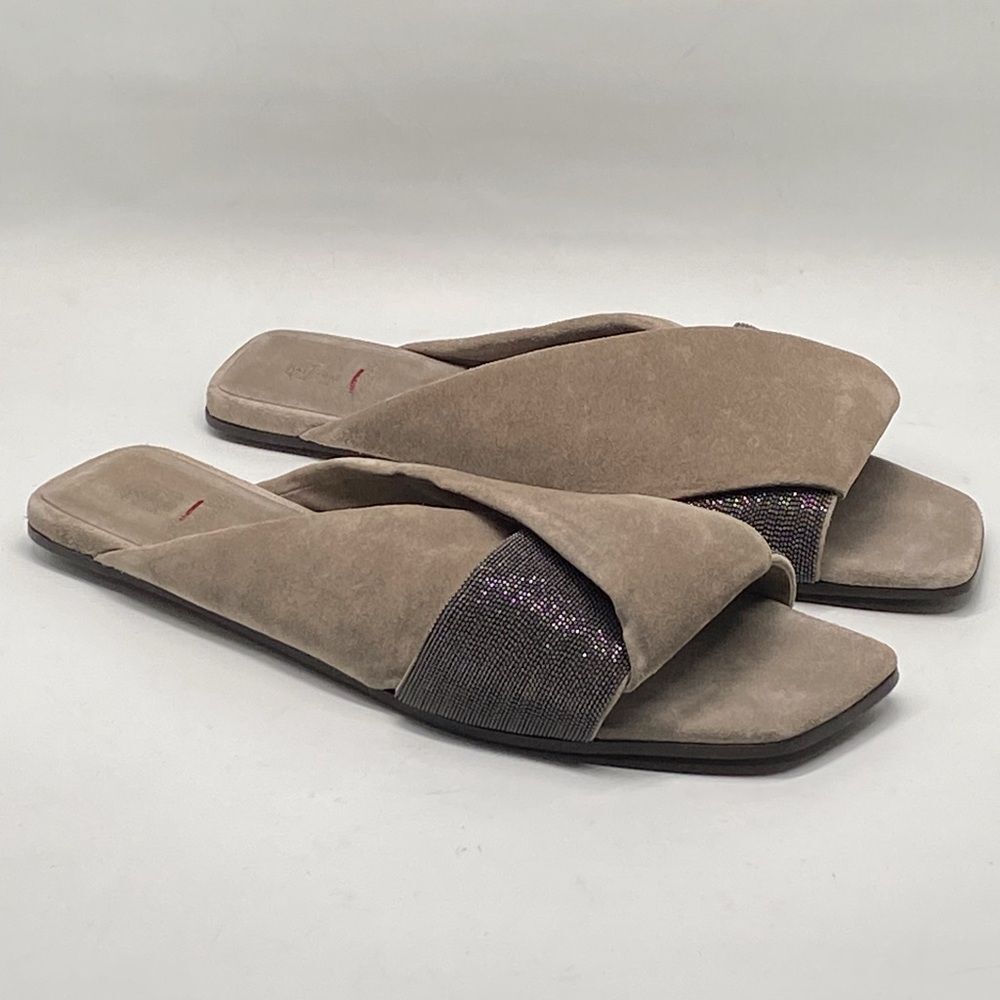 Brunello Cucinelli Monili-Embroidered Suede Slides size 41 - Picture 4 of 11